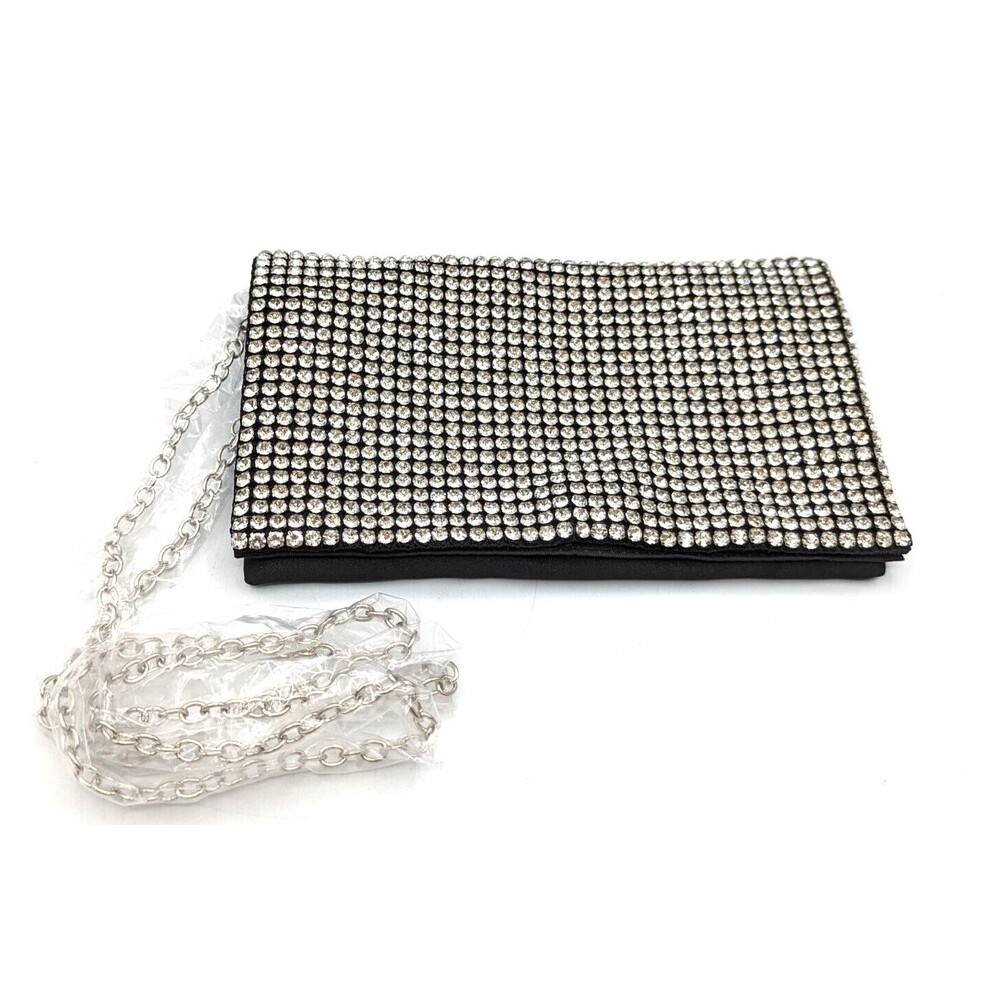 AMBER SCEATS Stella Crystal Bling Bag, Evening Purse With Silver Chain Strap NEW